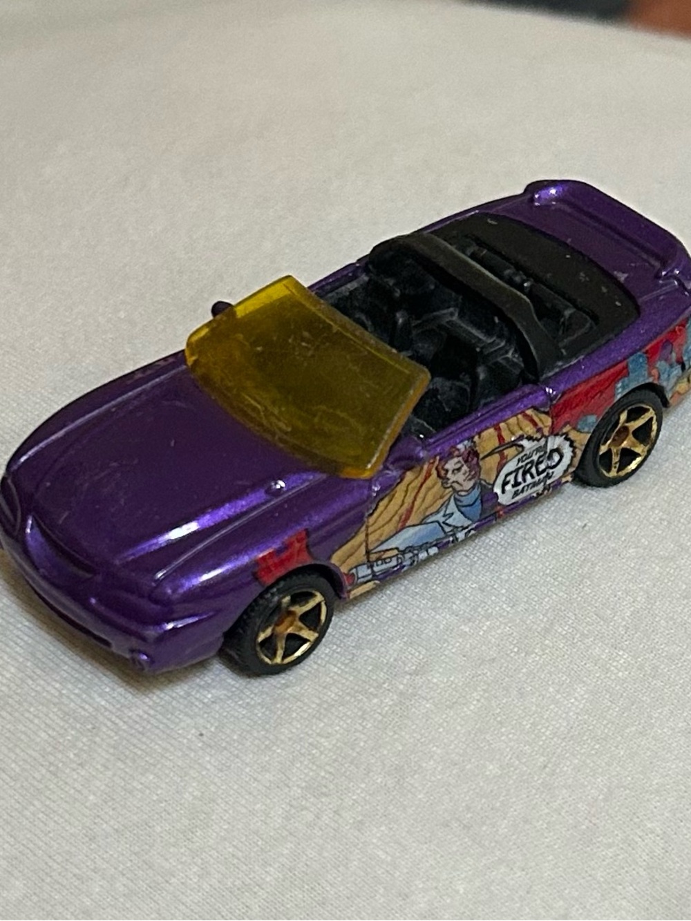 Matchbox 1996 Ford Mustang Cobra Convertible Purple Batman & Robin DC